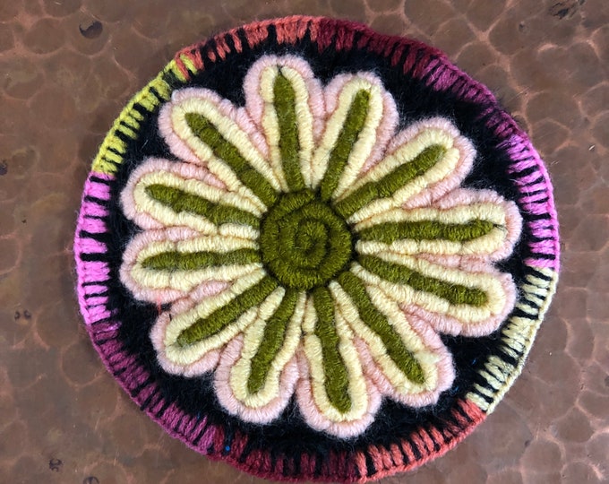 Hand Embroidered Drink Coaster from San Cristobal de las Casas, Chiapas, Mexico (4.25” diameter)
