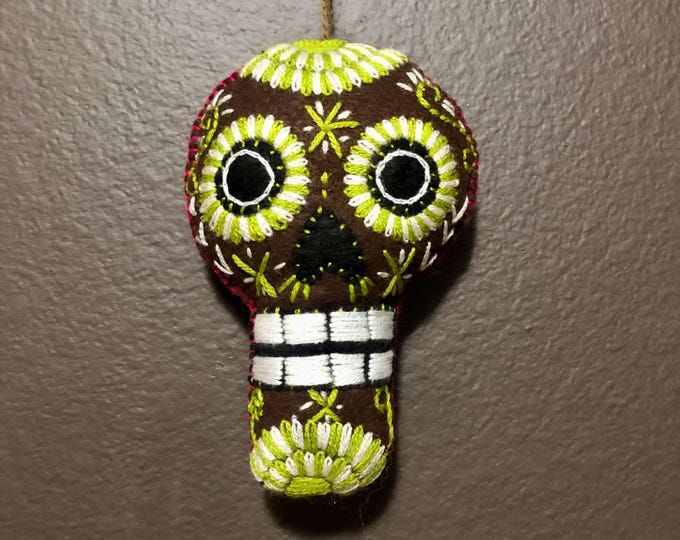 Hand Sewn Stuffed Calavera Plush Toy Hanging Ornament