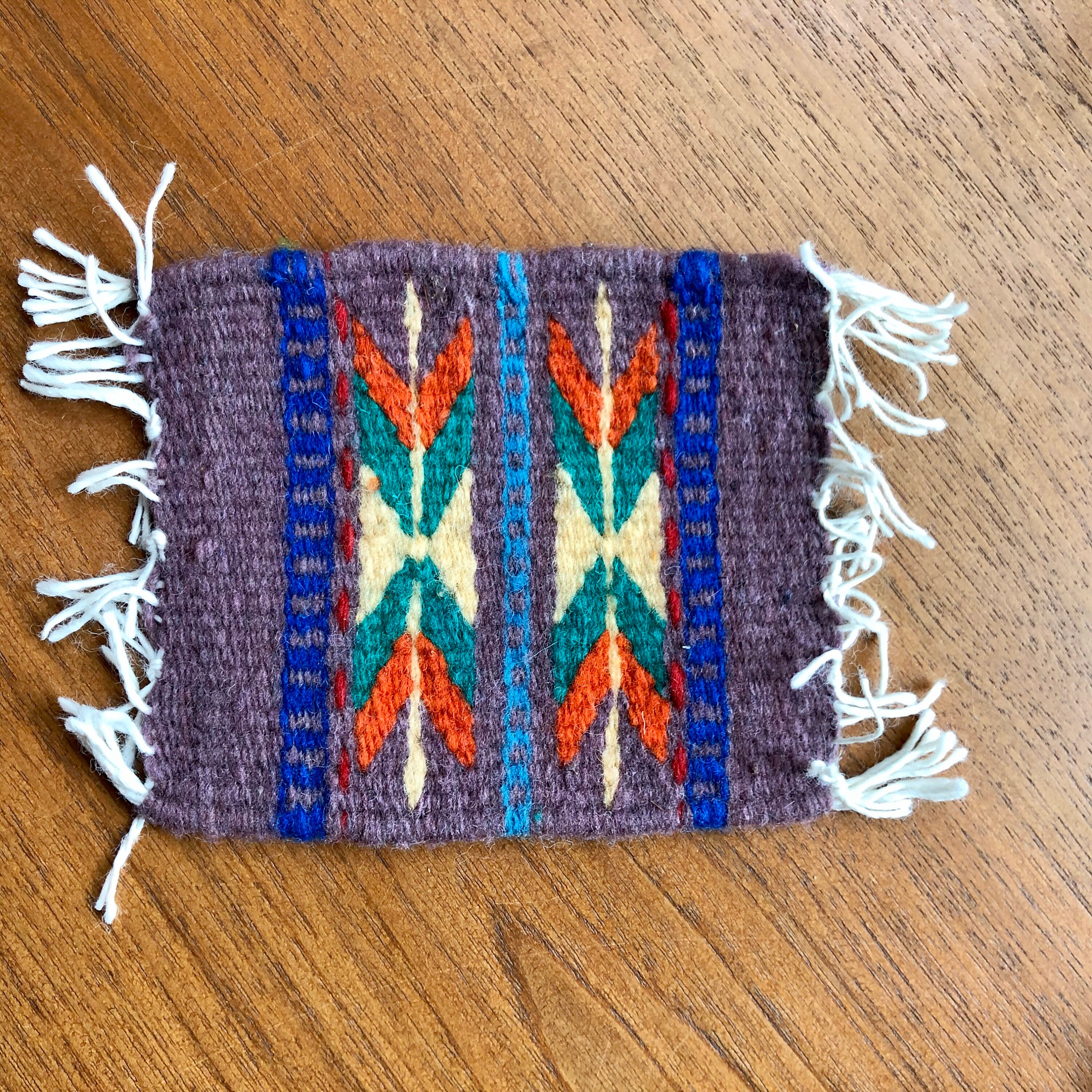 Zapotec hand woven merino wool coasters set of two approximately (5