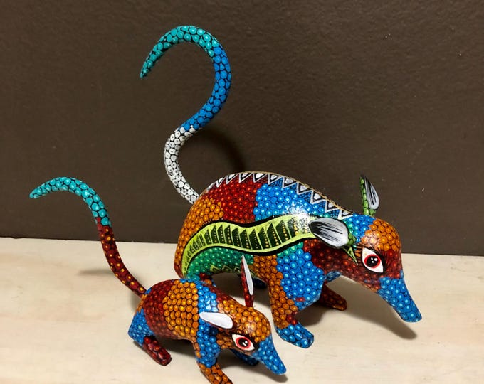 Alebrije Opossum and baby Opossum by Esperanza Martinez