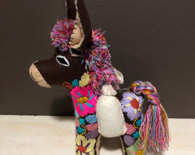 Hand Sewn Stuffed Animal Donkey Plush Toy