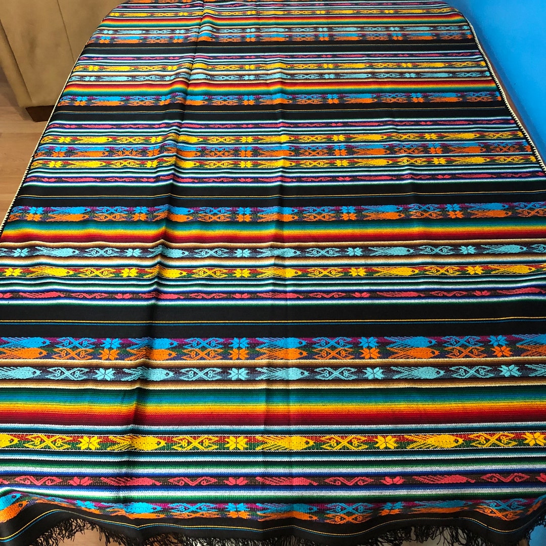 Mantel de algodón tejido Manta de cama de Otavalo, Ecuador 62