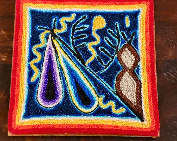 Huichol Yarn Art Nierika (4” x 4”) from Nayarit, Mexico