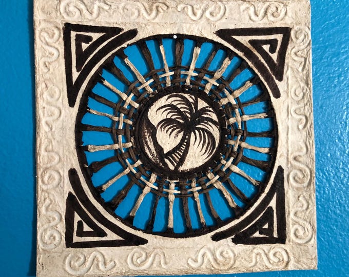 Handmade Amate Paper Wall Art from Mexico (7 3/4” x 7 3/4”)