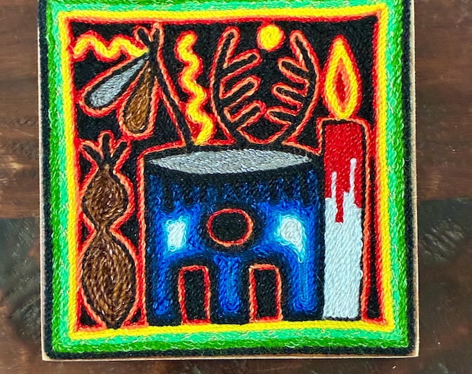 Huichol Yarn Art Nierika (4” x 4”) from Nayarit, Mexico