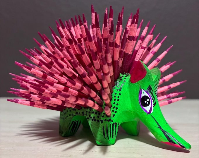 Alebrije Wood Carving Porcupine from Oaxaca, Mexico by Esperanza Martinez