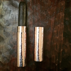Handcrafted Pure Copper Cigar Tube. Hand Hammered Texture. 8 1/4” Length.