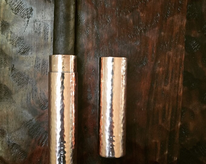 Handcrafted Pure Copper Cigar Tube. Hand Hammered Texture. 8 1/4” Length.