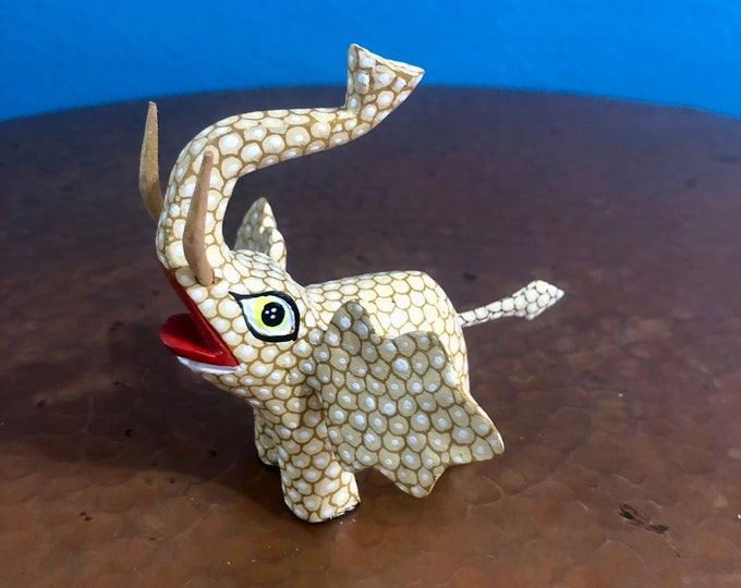 Handcrafted Alebrije Elephant Woodcarving by Esperanza Martinez of Oaxaca, Mexico