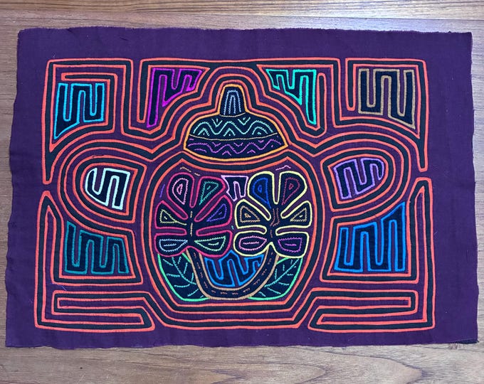Authentic Guna (Kuna) Mola Textile Art Panel - Hand-Stitched Reverse Appliqué