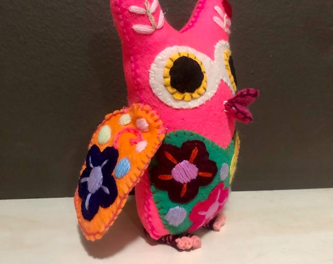 Hand Sewn Stuffed Animal Owl Plush Toy