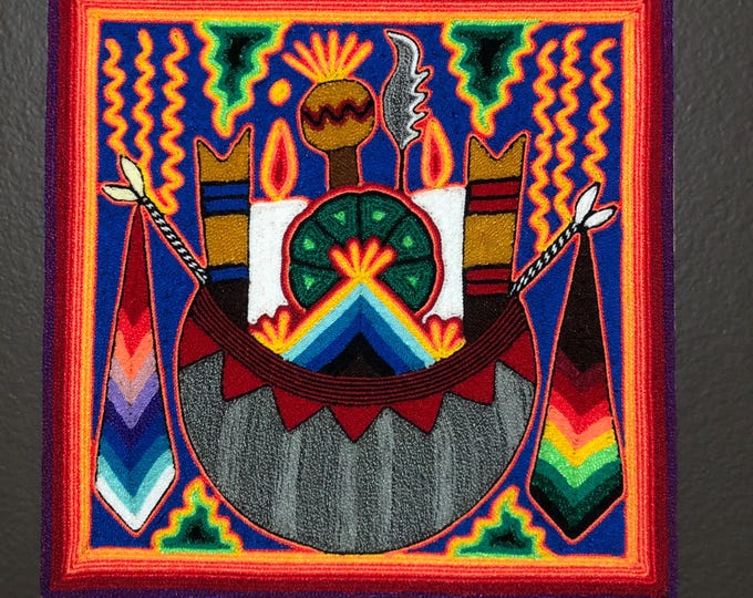 Huichol Yarn Art Nierika (11.75” x 11.75”) from Nayarit, Mexico
