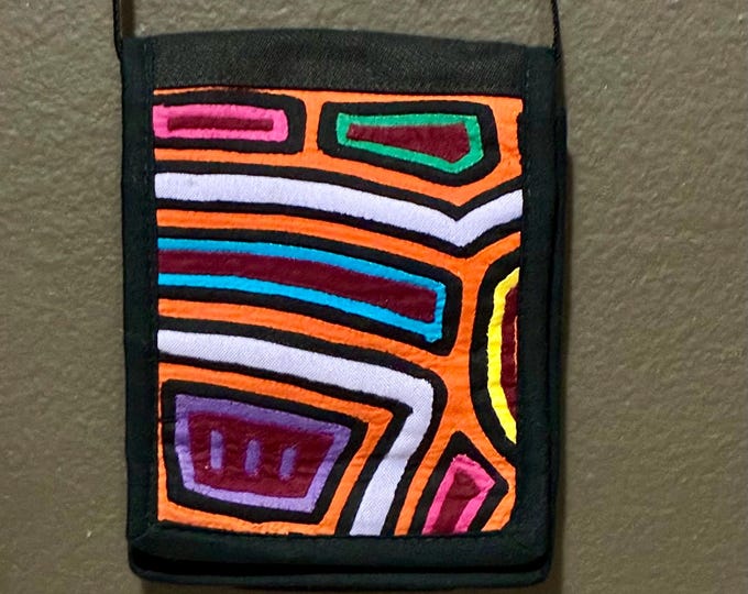 Kuna Mola Art Design Crossbody Phone Purse Handbag Handcrafted in Colombia