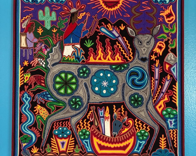 Huichol Yarn Art Nierika (23.5” x 23.5”) from Nayarit, Mexico
