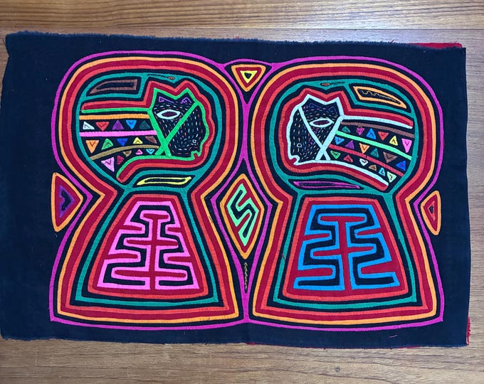Authentic Guna (Kuna) Mola Textile Art Panel - Hand-Stitched Reverse Appliqué