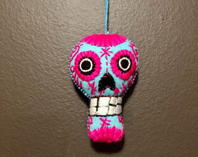 Hand Sewn Stuffed Calavera Plush Toy Hanging Ornament