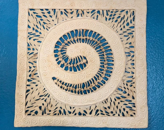 Handmade Amate Bark Paper Wall Art from Mexico (11 3/4" x 11 3/4")