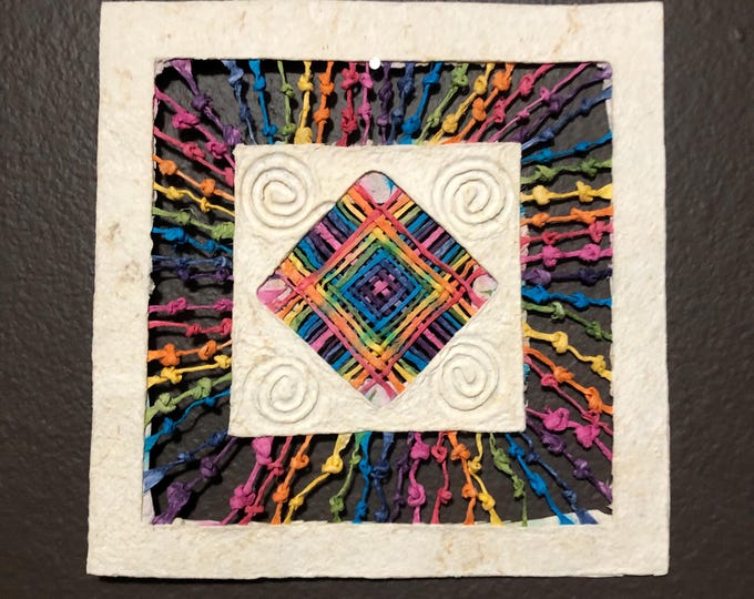 Handmade Amate Paper Wall Art from Mexico (7.75” x 7.75”)