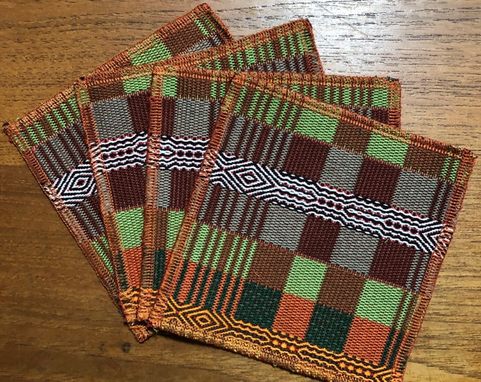 Handwoven Cotton Coasters (set of four) from Otavalo, Ecuador- 5.25” x 5.25”