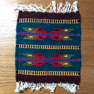 Zapotec handvävd merinoullunderlägg 20 x 23 cm