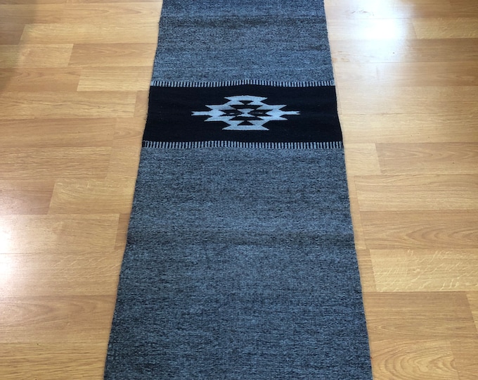 Zapotec Handwoven Merino Wool Rug / Table Runner Pedal Loom Textile (19.75” x 58.75”)