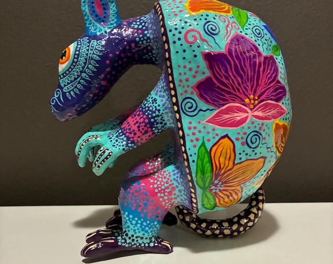 Handcrafted Paper Mache Alebrije Armadillo by César Miguel (Mexico City, Mexico)