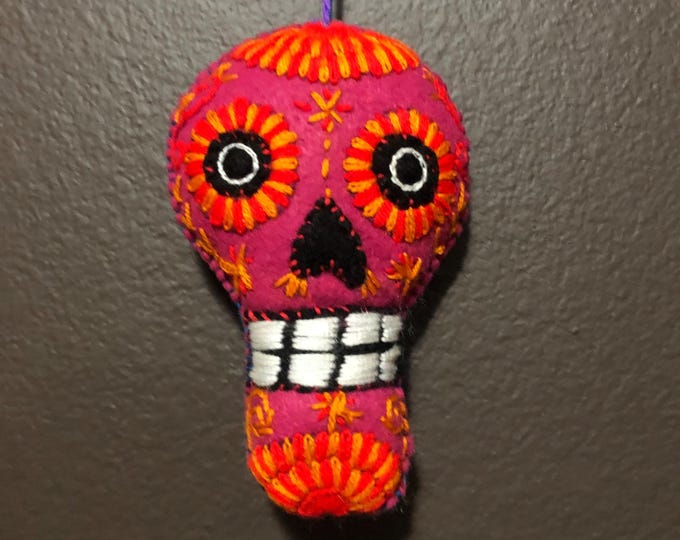 Hand Sewn Stuffed Calavera Plush Toy Hanging Ornament