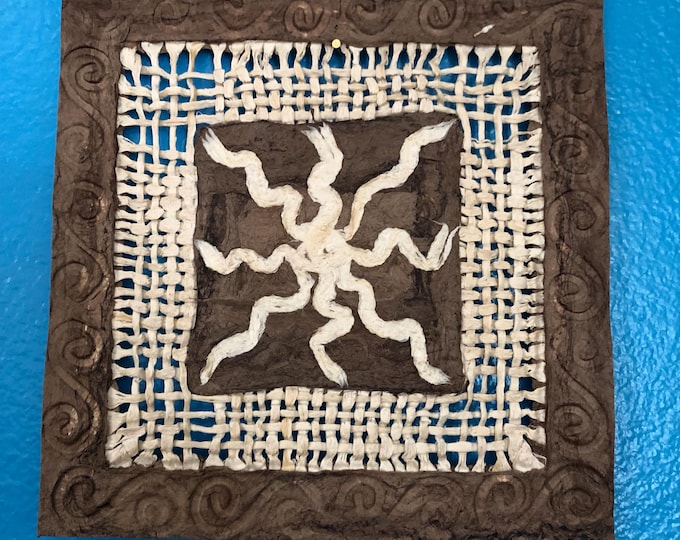 Handmade Amate Paper Wall Art from Mexico (7.75” x 7.75”)