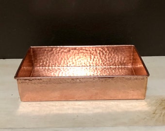 Pure Hammered Copper Valet Tray  - 9.25” x 5.25” x .2.25”
