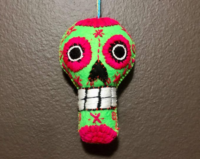 Hand Sewn Stuffed Calavera Plush Toy Hanging Ornament