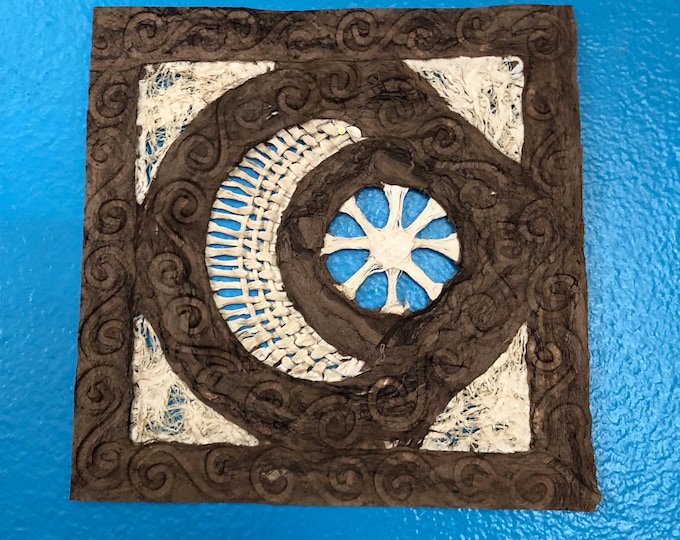 Handmade Amate Paper Wall Art from Mexico (7.75” x 7.75”)