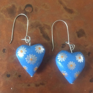 Hand Carved Alebrije Heart Earrings: Mexican Folk Art