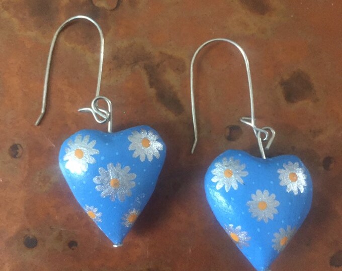 Alebrije Heart Shaped Earrings - approx. 1" diameter x 1/4"deep. By Zeny and Reyna Fuentes.