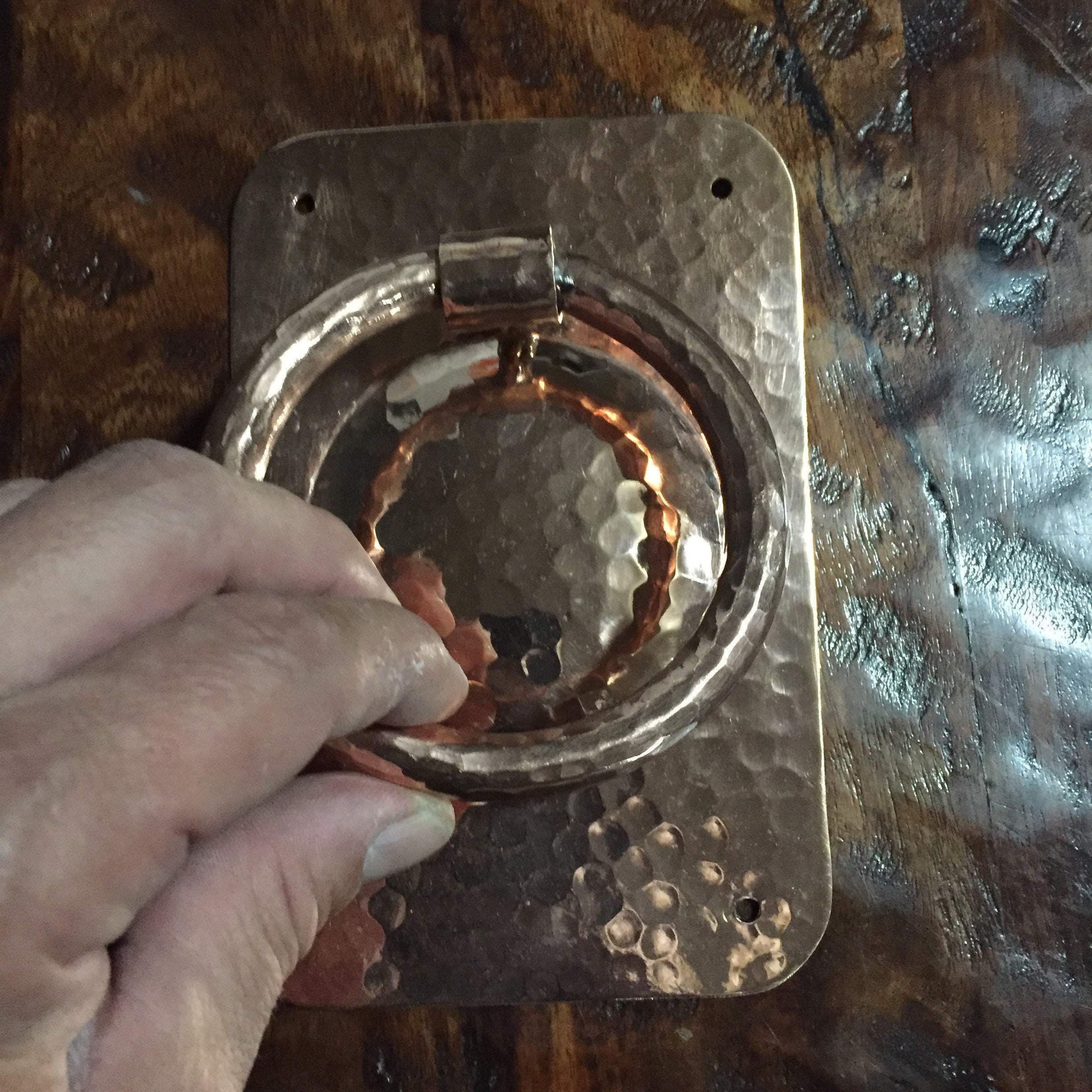 Handcrafted Hammered Copper Door Knocker