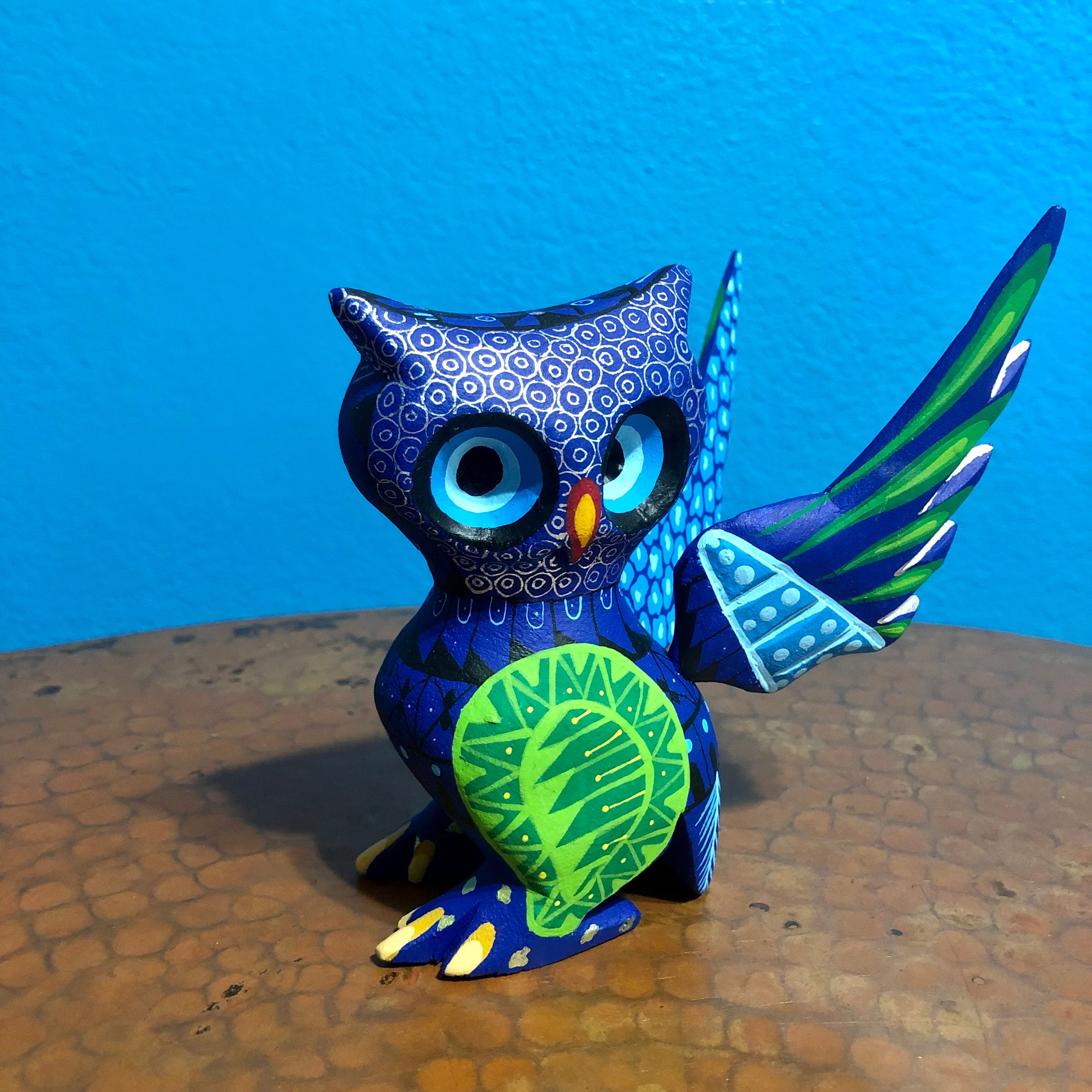 Alebrije Owl Handcrafted Wood Carving by Zeny Fuentes & Reyna Piña from