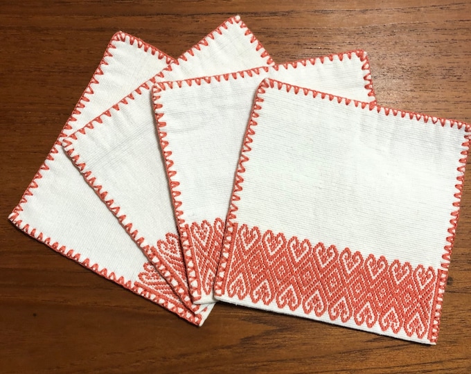 Handwoven Cotton Coasters (set of four) from Larráinzar, Chiapas, Mexico - 5.5” x 5.5”