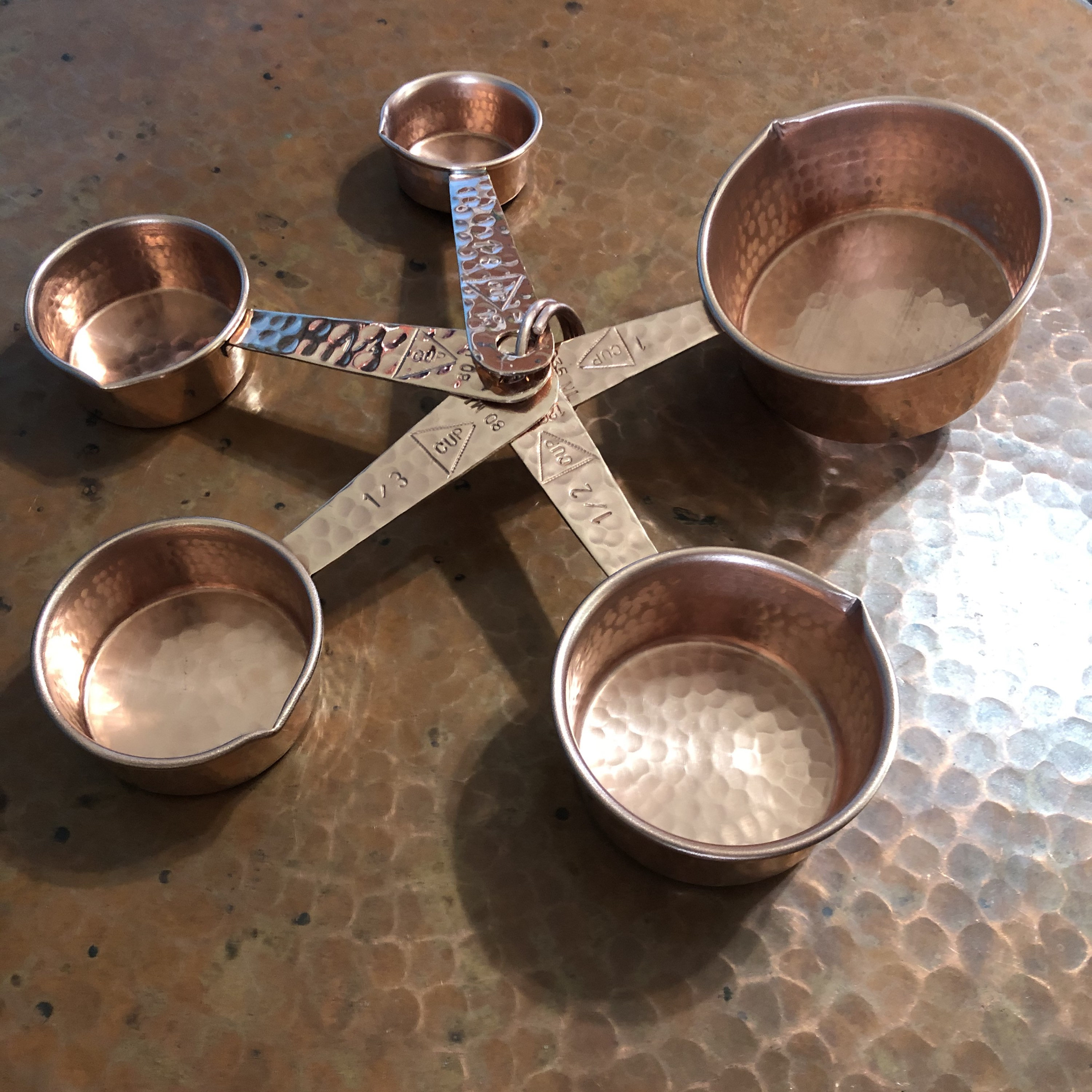 Hammered Copper Measuring Cup Set