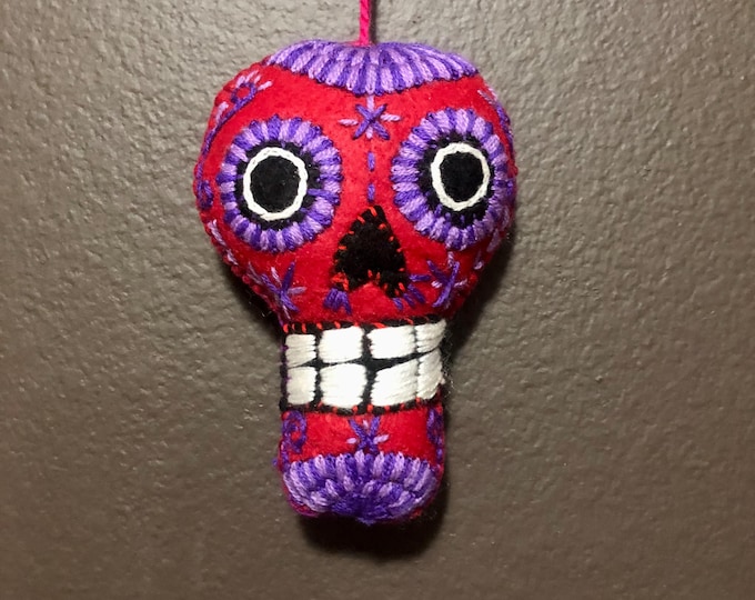 Hand Sewn Stuffed Calavera Plush Toy Hanging Ornament