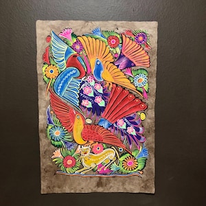 Handmade Amate Bark Paper Art: Mexican Folk Art with Birds