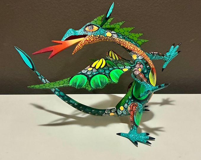 Hand Carved Wood Alebrije Dragon by Esperanza Martinez