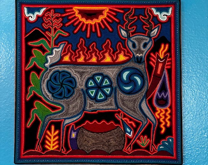 Huichol Yarn Art Nierika (11.75” x 11.75”) from Nayarit, Mexico