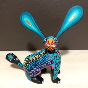 Alebrije Rabbit Handcrafted Wood Carving by Zeny Fuentes & Reyna Piña from Oaxaca, Mexico.