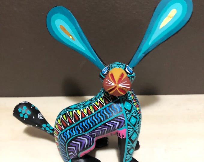 Alebrije Rabbit Handcrafted Wood Carving by Zeny Fuentes & Reyna Piña from Oaxaca, Mexico.