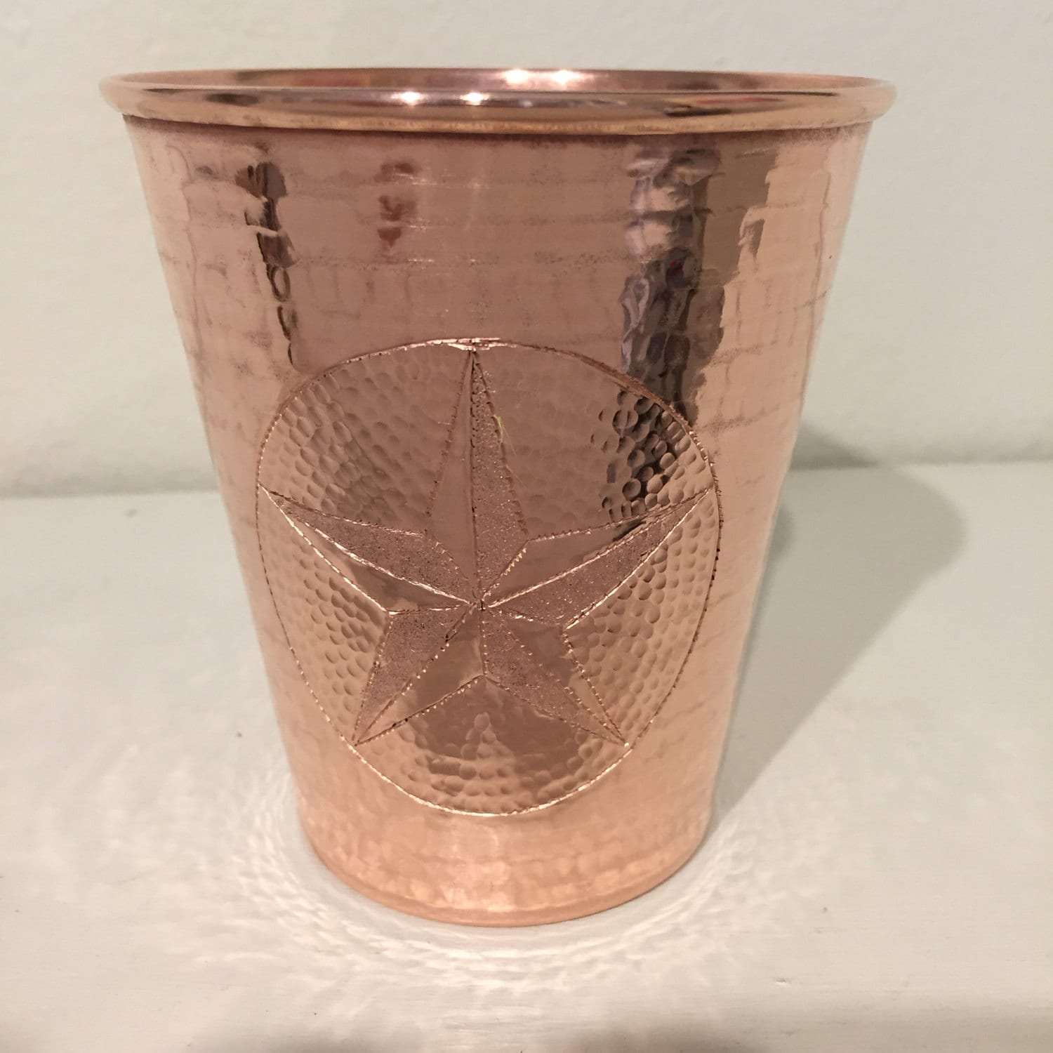 18oz Moscow Mule Hammered Copper Tumbler w/ Texas Star engraving, tapered