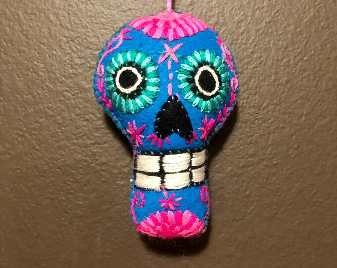 Hand Sewn Stuffed Calavera Plush Toy Hanging Ornament