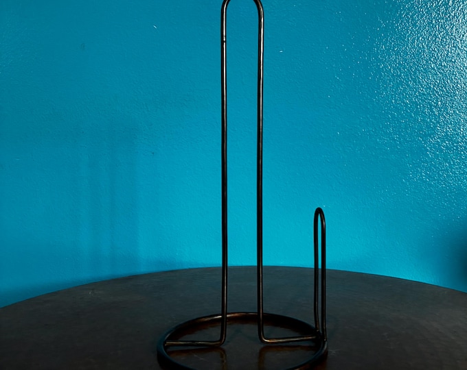 Handcrafted Solid Copper Paper Towel Holder - Brown Patina
