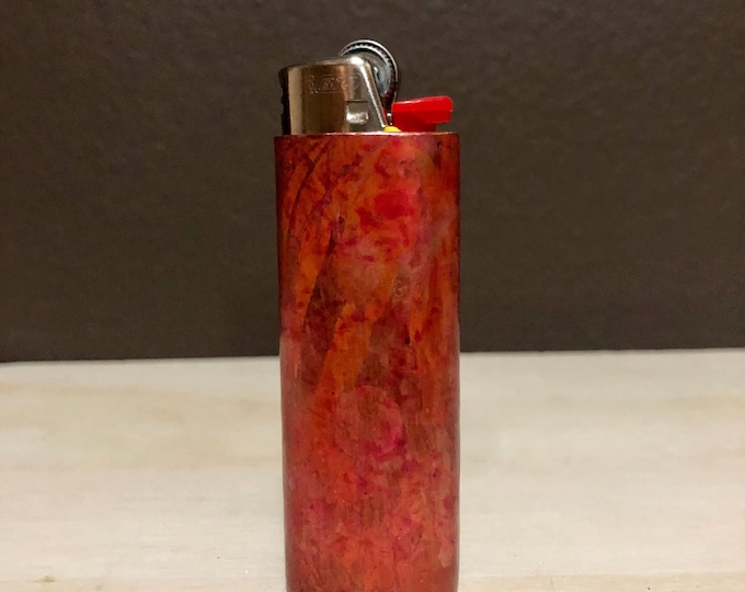 Handcrafted Pure Copper Lighter Cover with Hand Hammered Texture and Red Patina Finish