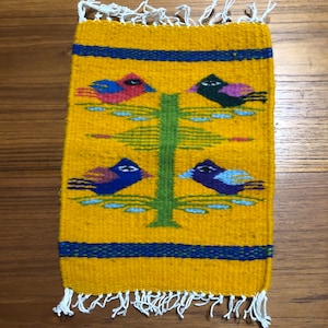 Zapotec handvävd merinoulltextil (20 x 25 cm)