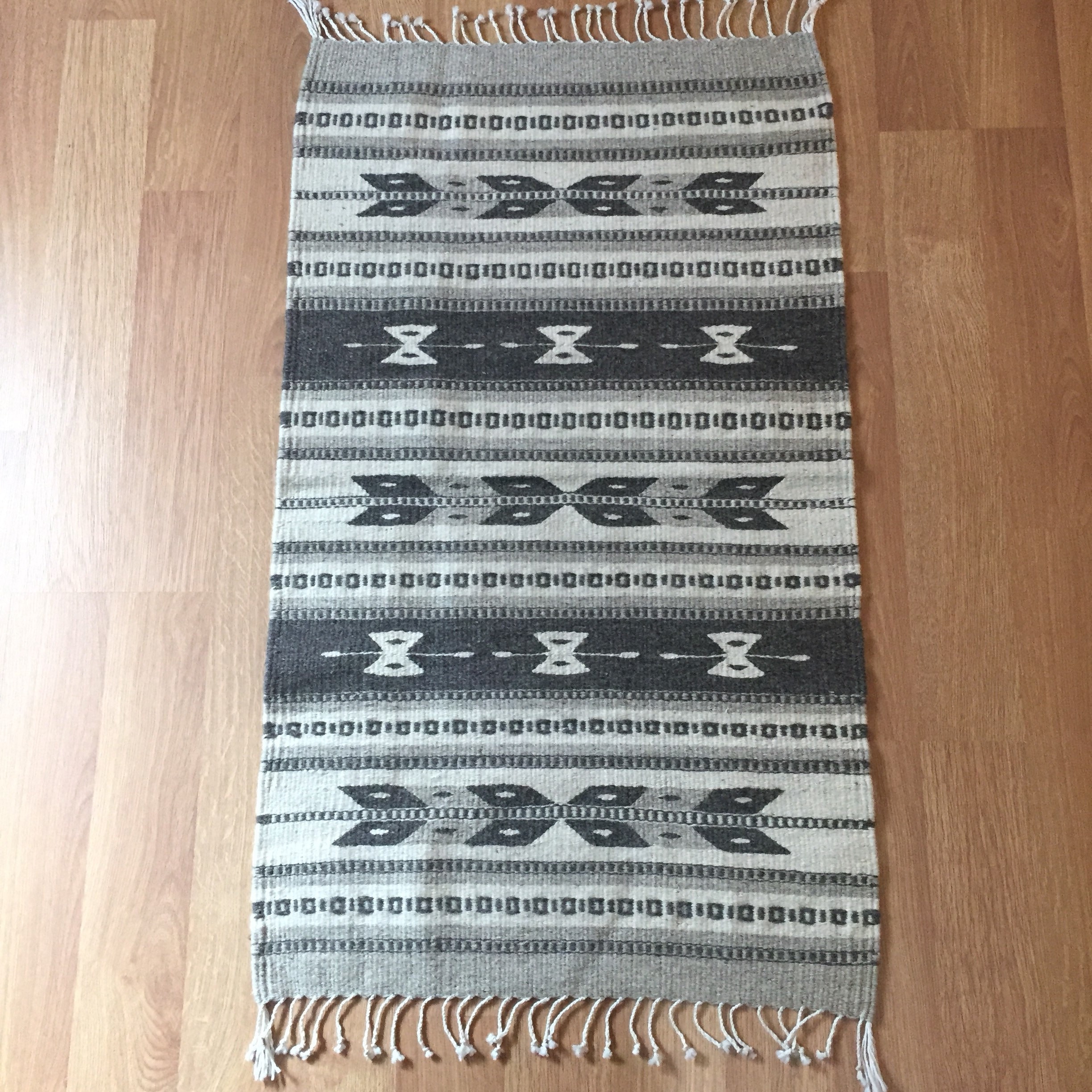 Zapotec Hand Woven Merino Wool Rug 24 X 36