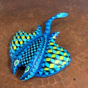 Alebrije Manta Ray Wood Carving by Esperanza Martinez from Oaxaca, Mexico.